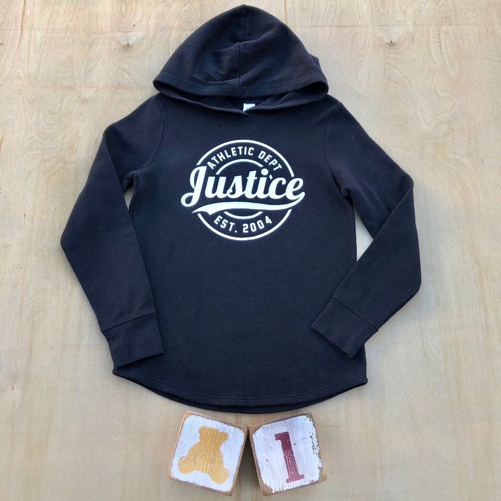 Justice Girls Black Fleece Pullover Shirt size 8